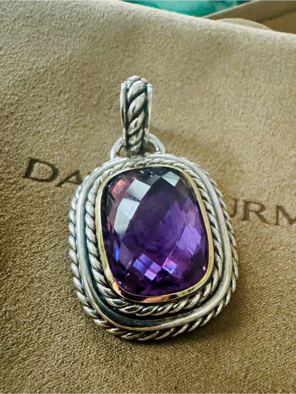 David Yurman 24K N Silver Large Amethyst Cable Enhancer